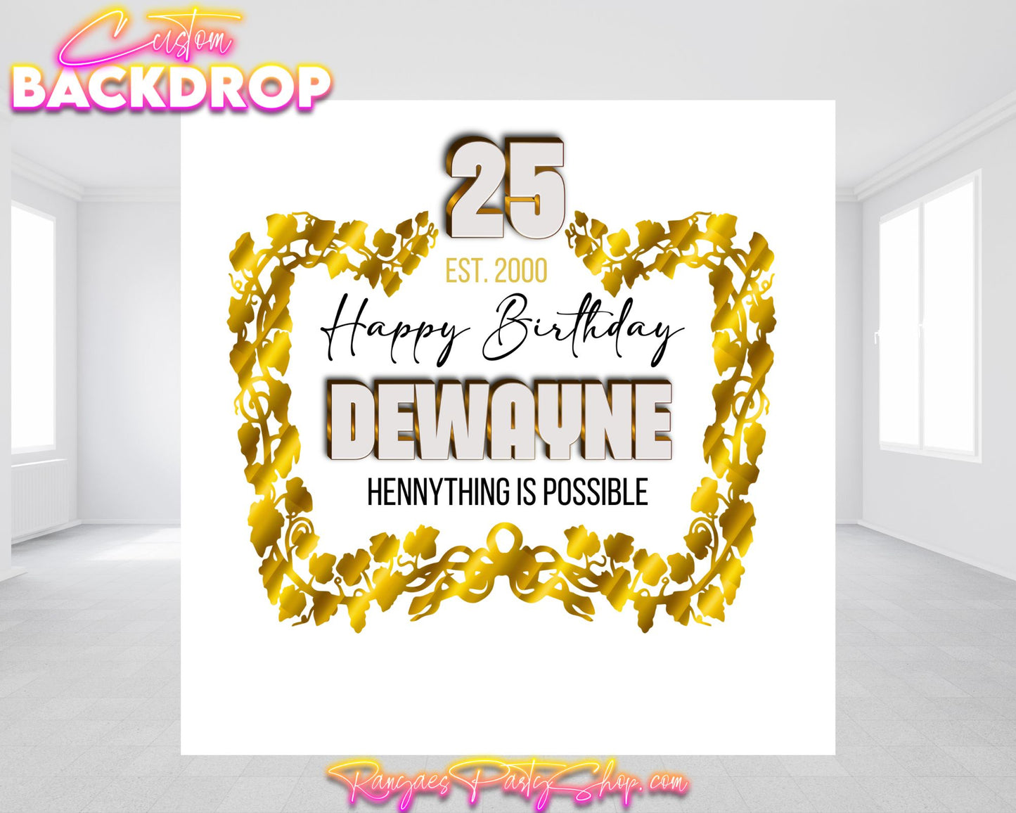 Cognac Vinyl Backdrop | Birthday Backdrop | Birthday Party Banner | Henny Backdrop