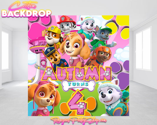 Paw Patrol Girl Backdrop | Paw Patrol Banner | Party Backdrop | Birthday Backdrop | Paw Patrol Party