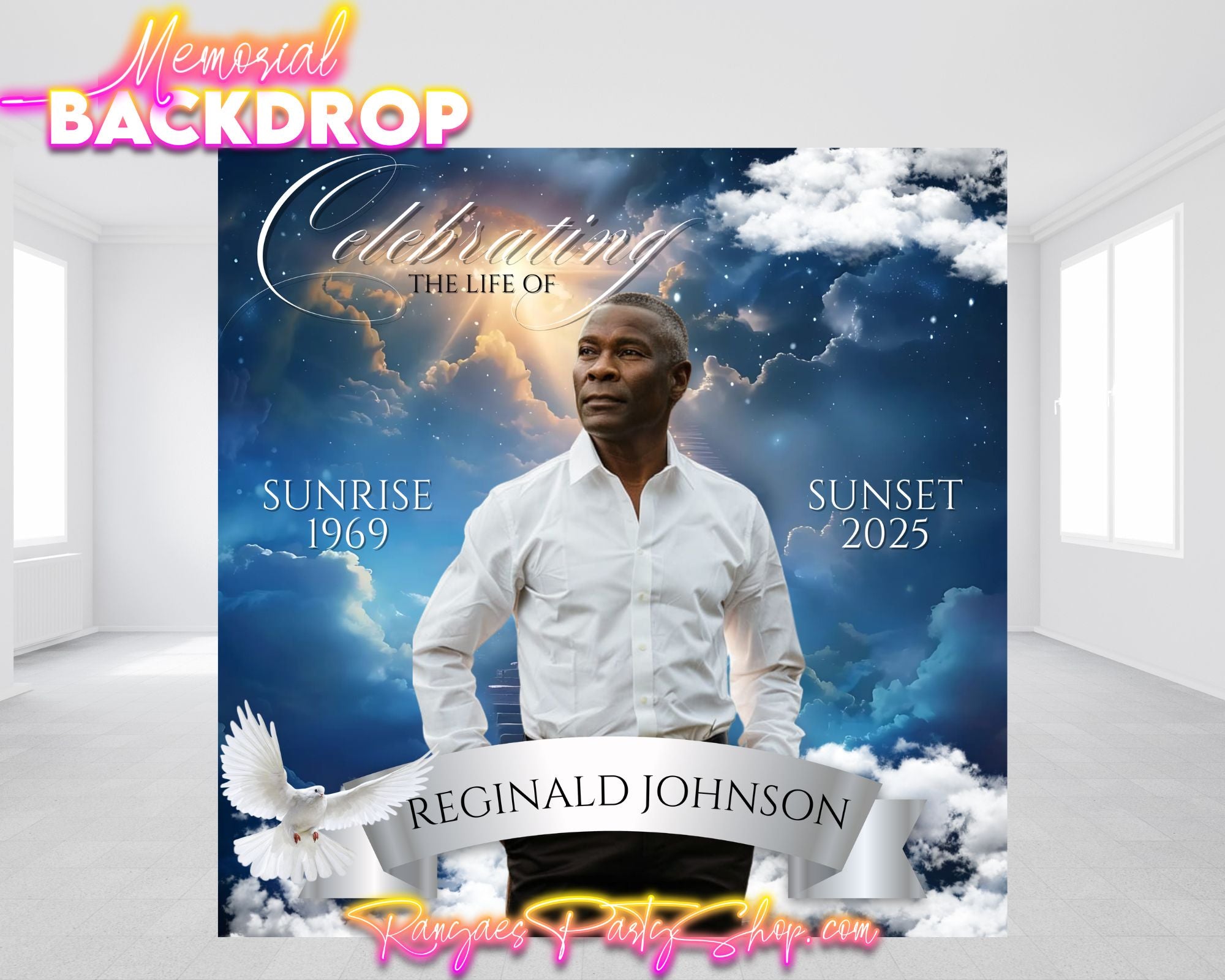 Memorial Backdrop | Celebration of Life Backdrop | Homegoing Backdrop ...