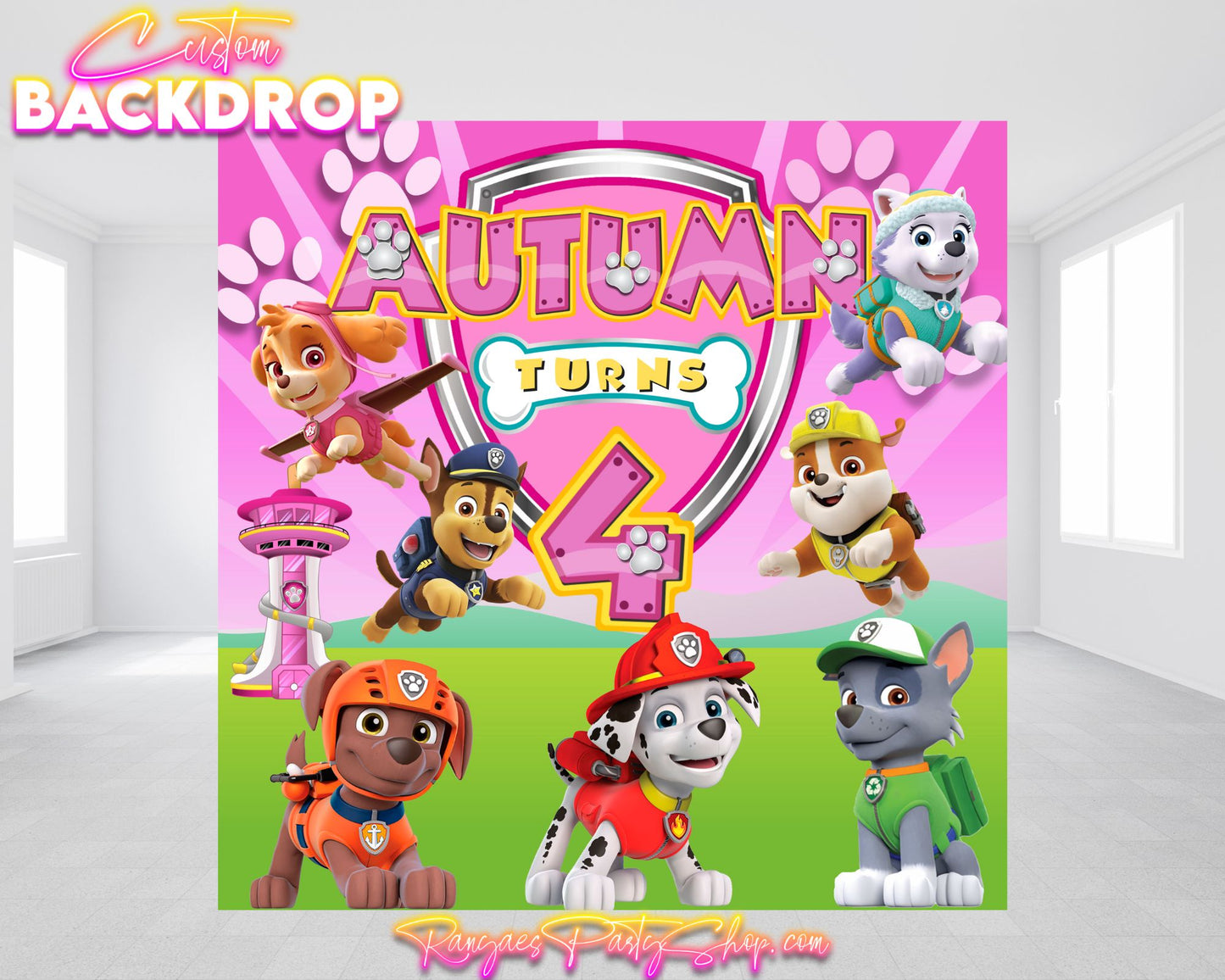 Paw Patrol Girl Backdrop | Paw Patrol Banner | Party Backdrop | Birthday Backdrop | Paw Patrol Party