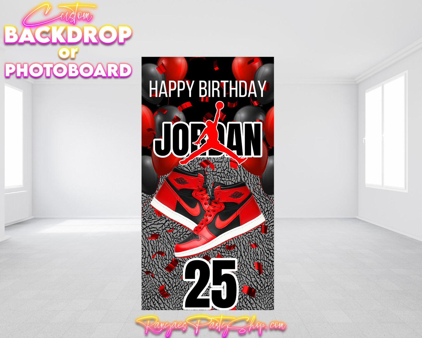 Sneaker Theme Birthday Backdrop | Sneaker Jordan Theme Birthday Photo Board | Custom Birthday Backdrop or Photo Board | Sneaker Theme Birthday Party Decorations