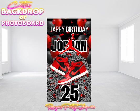 Sneaker Theme Birthday Backdrop | Sneaker Jordan Theme Birthday Photo Board | Custom Birthday Backdrop or Photo Board | Sneaker Theme Birthday Party Decorations