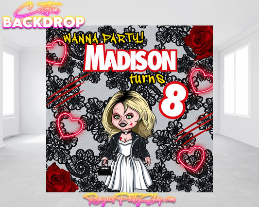 Bride of Chucky Backdrop | Tiffany Birthday Banner | Birthday Backdrop |Tiffany Bride of Chucky Birthday Party
