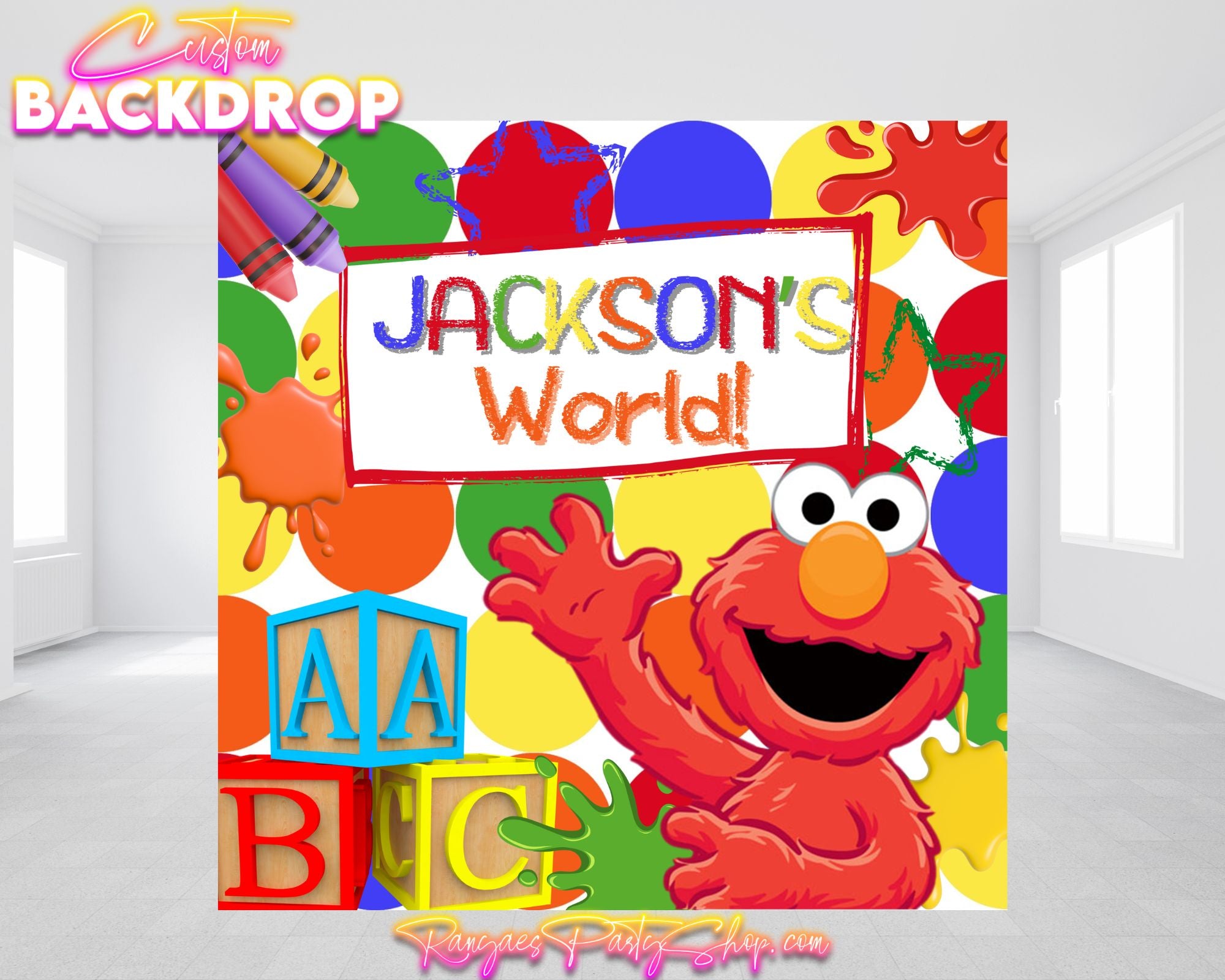 Elmo's World Party Backdrop | Elmo's World Birthday Party| Birthday Ba ...