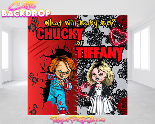 Chucky or Tiffany Gender Reveal Backdrop | Chucky or Tiffany | Gender Reveal Backdrop | What Will Baby Be