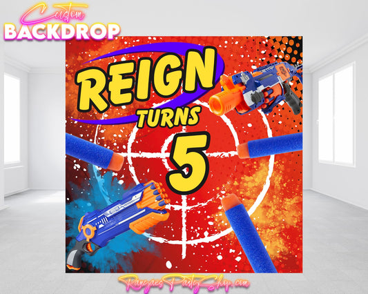 Dart Party Backdrop | Dart Party Banner | Nerf Birthday Party | Nerf Party Birthday Backdrop