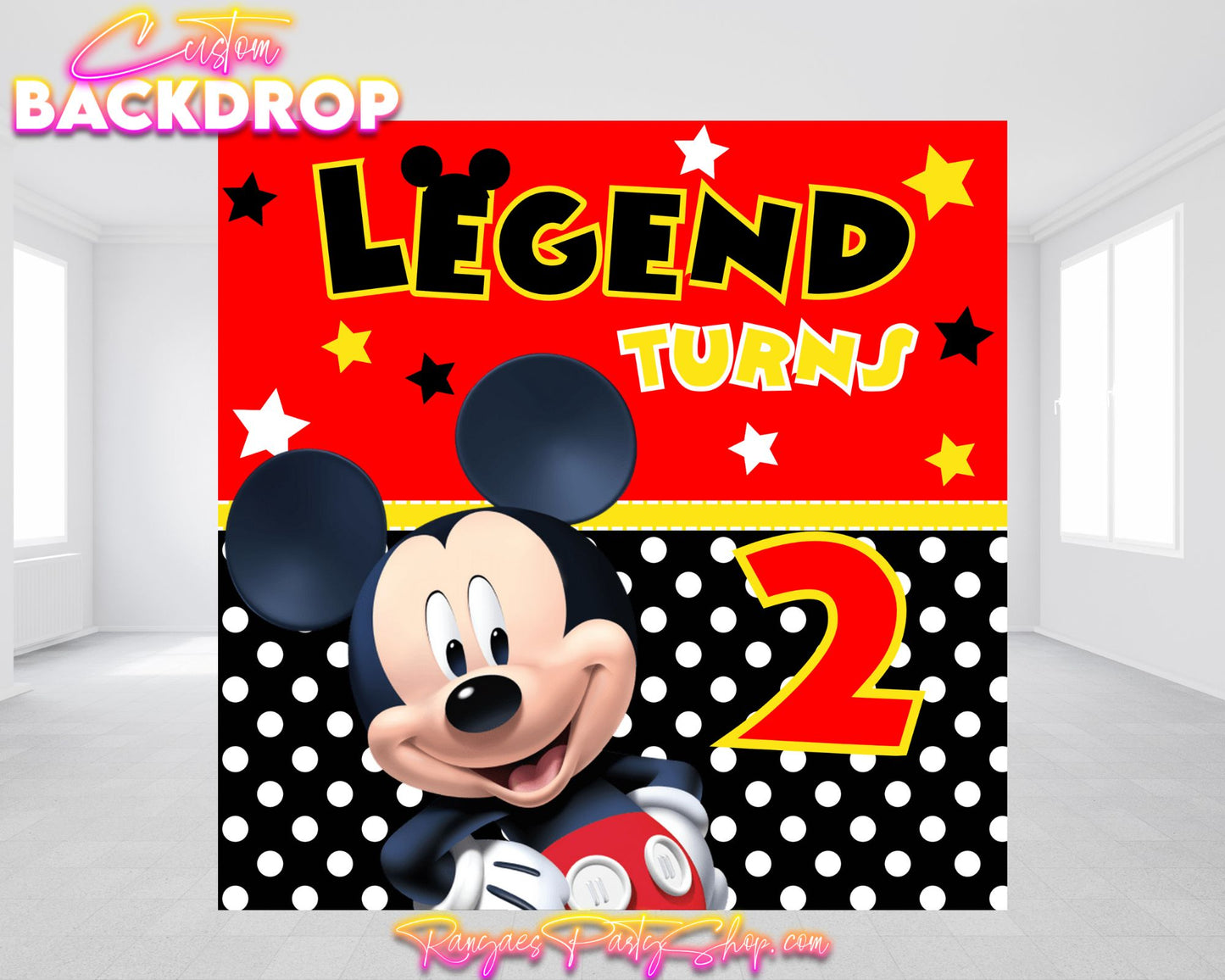 Mickey Mouse Vinyl Backdrop | Mickey Birthday Backdrop | Mickey Birthday Banner | Mickey Party