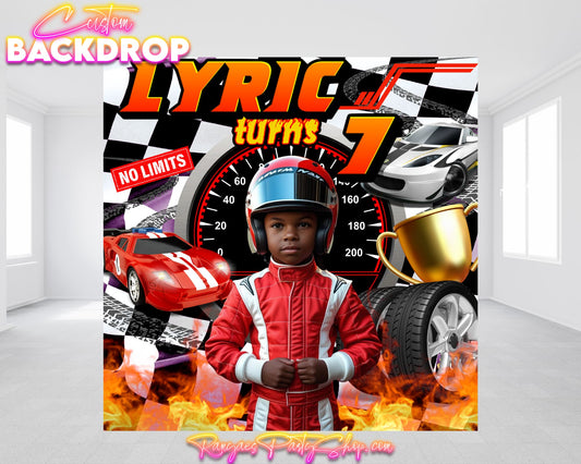 Racing Theme Backdrop | Racing Theme Birthday Backdrop | Two Fast Two Furious | Race Car Party