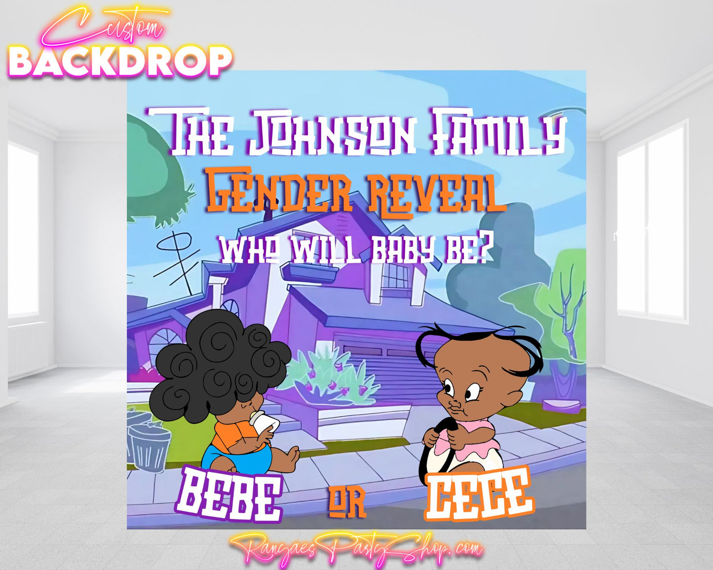 Proud Family Gender Reveal | BeBe or CeCe Gender Reveal Backdrop | Gender Reveal Decorations