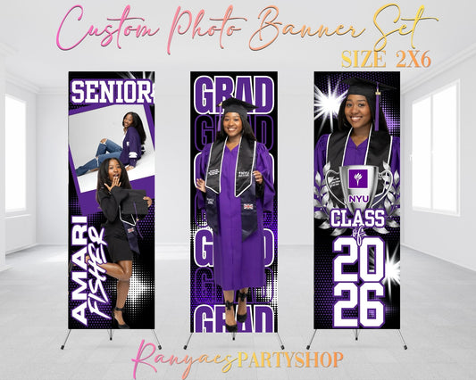 Graduation 2026 Glossy Photo Banners Set | Graduation 2026 Banners | Class of 2026 Banners | CLO 2026
