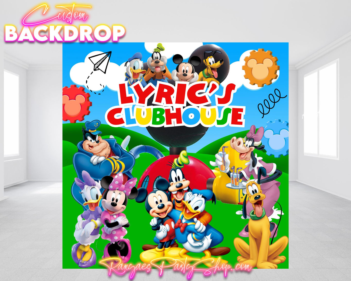 Mickey Mouse Clubhouse Backdrop | Mickey Mouse Clubhouse Banner | Birthday Backdrop | Birthday Banner