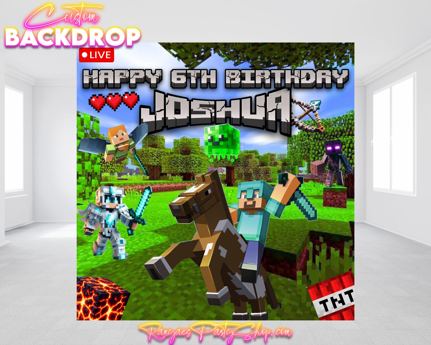 Minecraft Backdrop | Pixel Party Banner | Minecraft Birthday Party | Pixel Party Birthday Backdrop