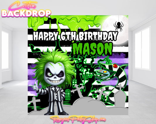 Beetlejuice Party Backdrop | Beetlejuice Birthday Party | Birthday Backdrop | Birthday  Banner