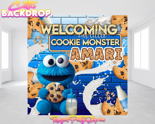 Cookie Monster Backdrop | Cookie Monster Baby Shower | Baby Shower Backdrop | Birthday Backdrop