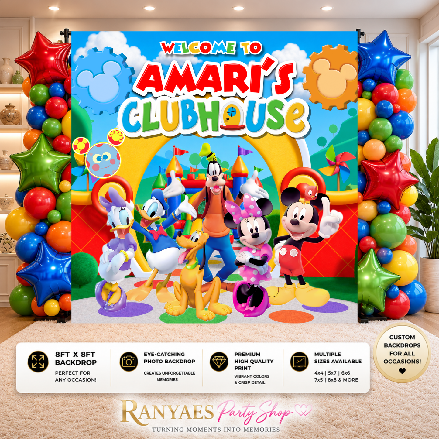 Mickey Mouse Clubhouse Backdrop | Mickey Mouse Clubhouse Banner | Birthday Backdrop | Birthday Banner