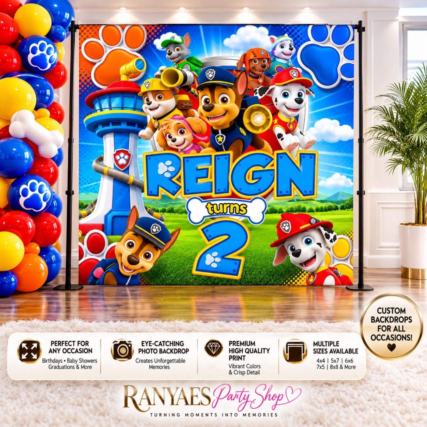 Paw Patrol Backdrop | Paw Patrol Banner | Party Backdrop | Birthday Backdrop | Paw Patrol Party