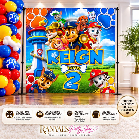 Paw Patrol Backdrop | Paw Patrol Banner | Party Backdrop | Birthday Backdrop | Paw Patrol Party
