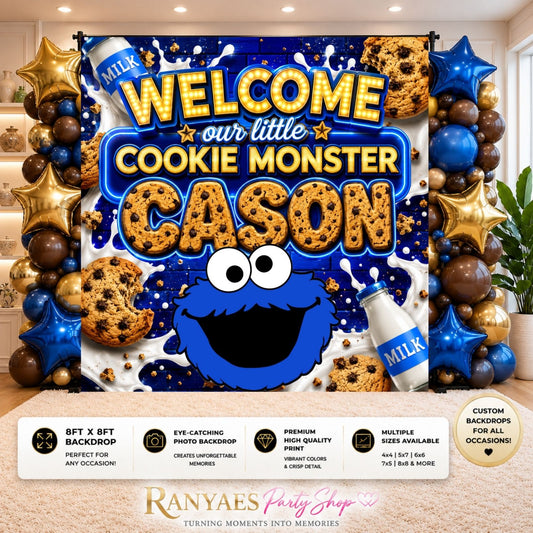 Cookie Monster Backdrop | Cookie Monster Baby Shower | Baby Shower Backdrop | Birthday Backdrop
