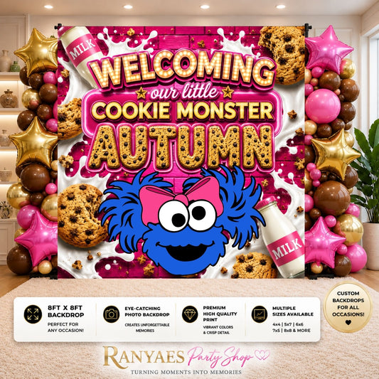 Cookie Monster Backdrop | Cookie Monster Baby Shower | Baby Shower Backdrop | Birthday Backdrop