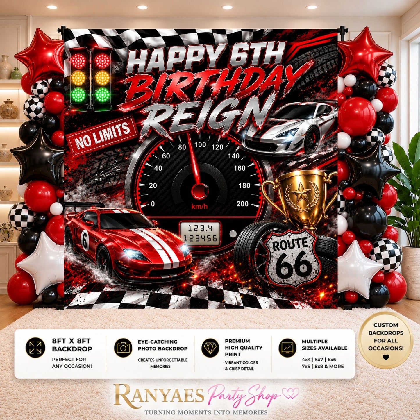 Racing Theme Backdrop | Racing Theme Birthday Backdrop | Two Fast Two Furious | Race Car Party