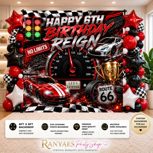 Racing Theme Backdrop | Racing Theme Birthday Backdrop | Two Fast Two Furious | Race Car Party
