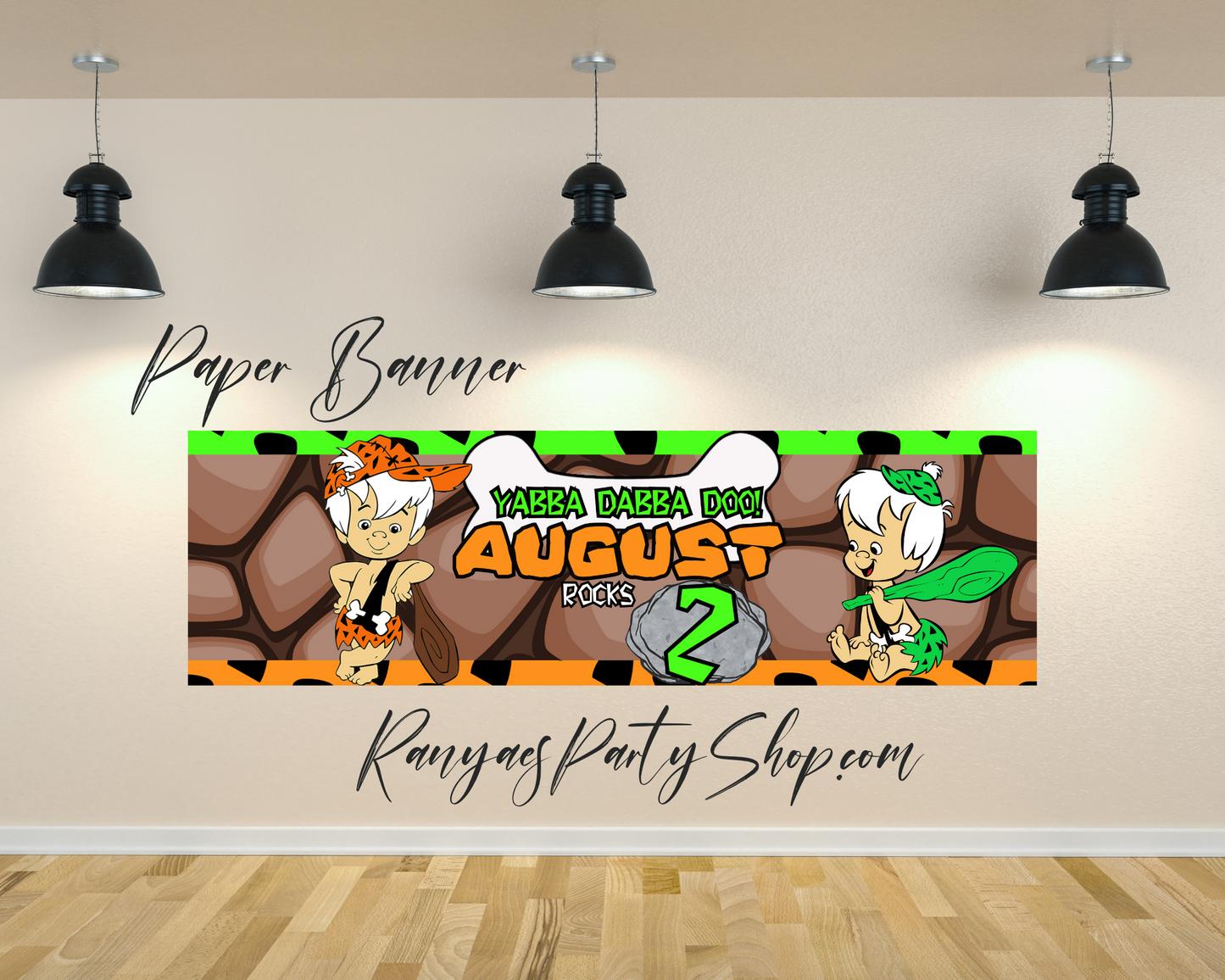 Bam Bam Paper Banner | Bam Bam Birthday Party Banner | Flintstone Party Decorations | Paper Banners