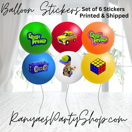 Fresh Prince Balloon Stickers | Set of 6 Stickers | Fresh Prince Party | Fresh Prince Decor | Balloon Stickers