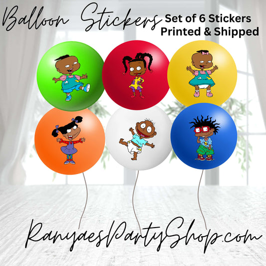 Rugrats Balloon Stickers | Set of 6 Stickers | Rugrats Stickers | Rugrats Party | Balloon Stickers
