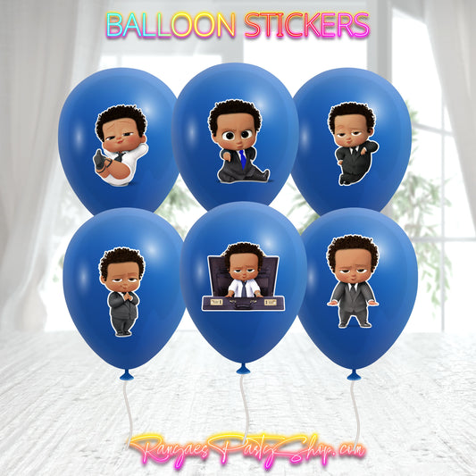 Boss Baby Balloon Stickers | Custom Sticker Labels | Set of 6 Stickers | Printed & Shipped | Balloon Labels
