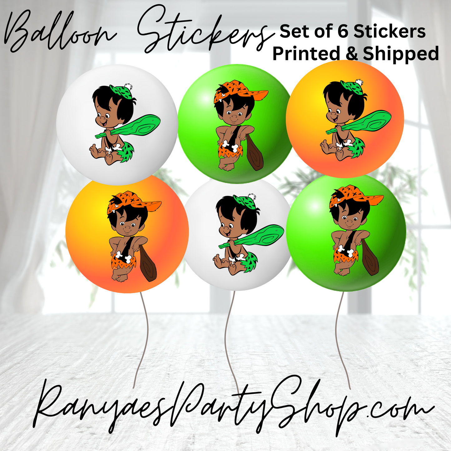 Bam Bam Balloon Stickers | Set of 6 Stickers | Bam Bam | Bam Bam Party | Balloon Stickers