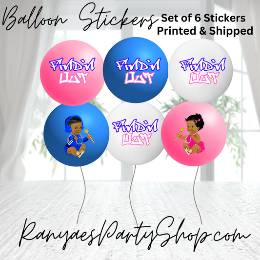 Find N Out Balloon Stickers | Set of 6 Stickers | Find N Out Gender Reveal Party | Gender Reveal Decor | Balloon Stickers