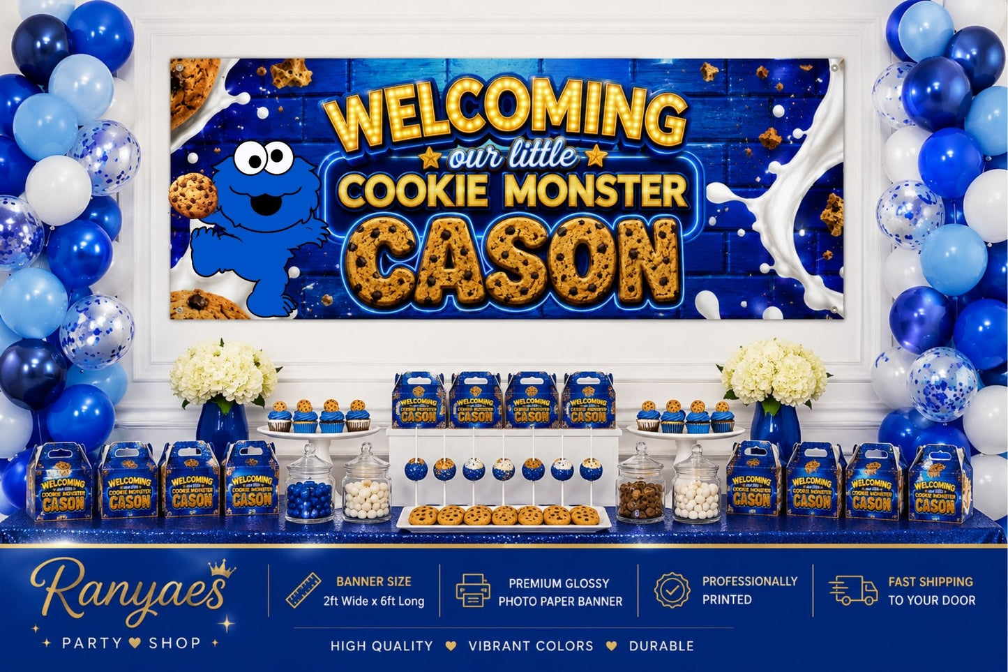 Cookie Monster Baby Shower Banner | Cookie Monster Baby Shower |  Baby Shower Banner | Event Banner | Printed & Shipped