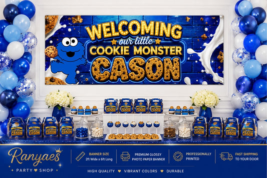 Cookie Monster Baby Shower Banner | Cookie Monster Baby Shower |  Baby Shower Banner | Event Banner | Printed & Shipped