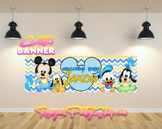 Baby Mickey Baby Shower Banner | Baby Minnie Baby Shower Banner | Party Banner | Printed & Shipped