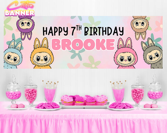 Labubu Birthday Banner | Labubu Birthday Party Decorations | Party Banner | Labubu Banner | Printed & Shipped