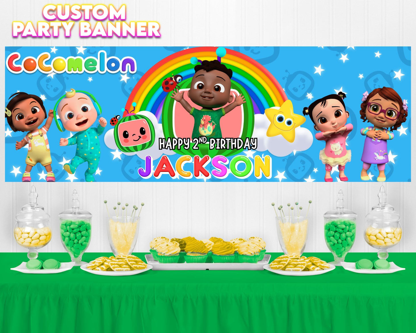 Cocomelon Birthday Banner | Cocomelon Birthday Party | Birthday Banner | Printed & Shipped