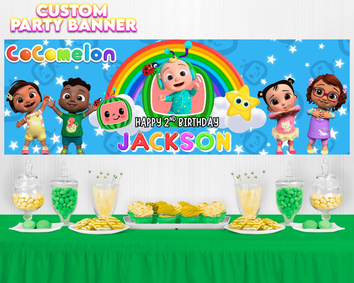 Cocomelon Birthday Banner | Cocomelon Birthday Party | Birthday Banner | Printed & Shipped