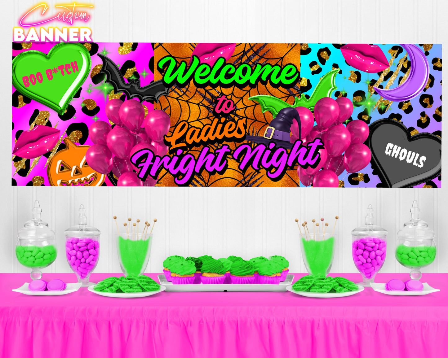 Halloween Ladies Night Banner | Ladies Night Party Banner | Fright Night Ladies Night | Halloween Party | Printed & Shipped