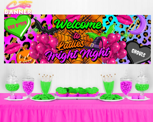 Halloween Ladies Night Banner | Ladies Night Party Banner | Fright Night Ladies Night | Halloween Party | Printed & Shipped