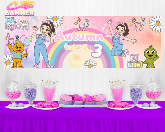Ms. Rachel Birthday Banner | Ms. Rachel Birthday Party Decorations | Party Banner | Printed & Shipped