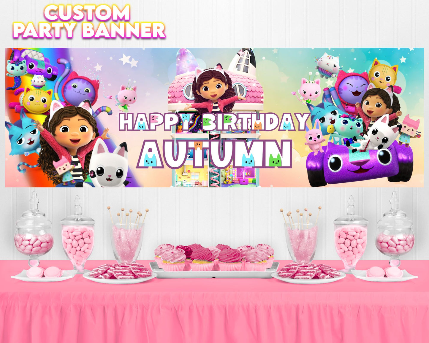 Gabby's Dollhouse Party Banner | Gabby's Dollhouse Birthday Party |  Birthday Party Banner | Party Banner | Printed & Shipped