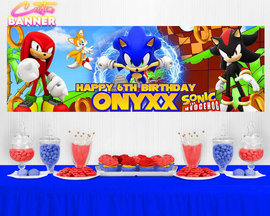 Sonic Birthday Banner | Sonic Birthday Party Decorations | Party Banner | Sonic Banner | Printed & Shipped