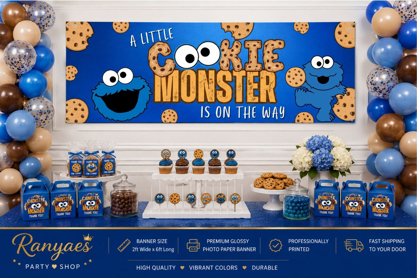 Cookie Monster Baby Shower Banner | Cookie Monster Baby Shower |  Baby Shower Banner | Event Banner | Printed & Shipped