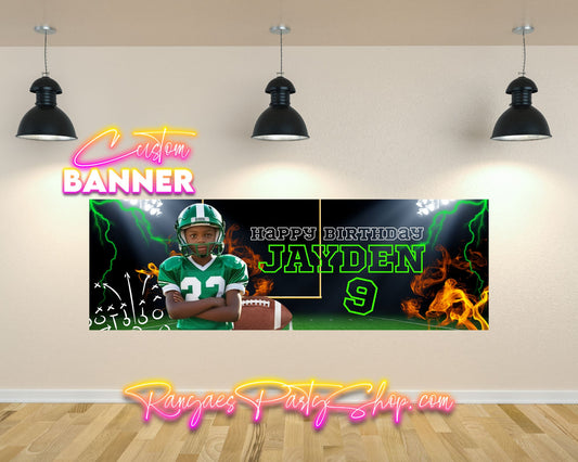 Football Theme Birthday Banner | Football Birthday Party Decorations | Party Banner | Football | Printed & Shipped