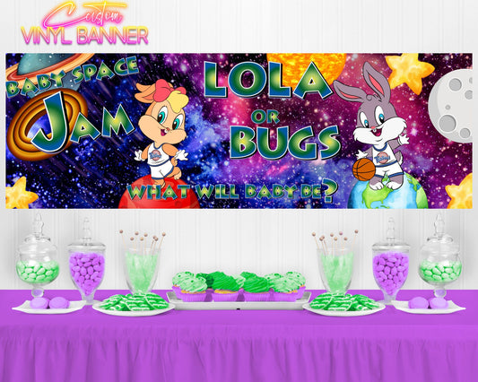Space Jam Lola or Bugs Gender Reveal Banner | Gender Reveal Lola or Bugs |  Gender Reveal Banner | Printed & Shipped)