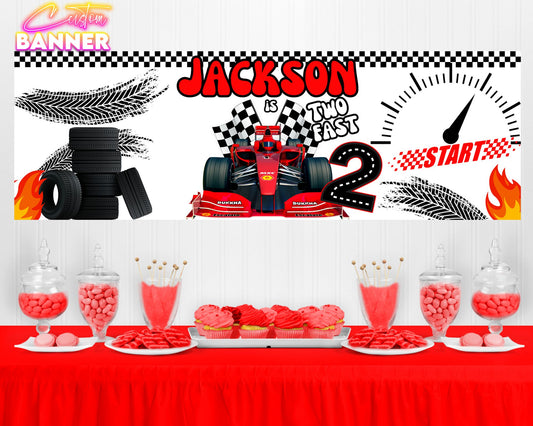Two Fast 2 Curious Birthday Banner | 2nd Birthday Party Decorations | Party Banner | Two Fast 2 Curious Banner | Printed & Shipped