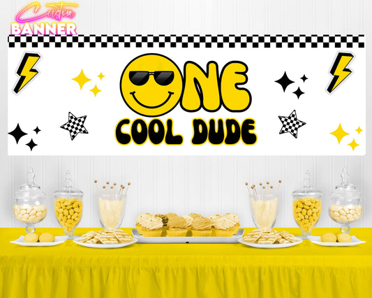 One Cool Dude Party Banner | Cool Dude Birthday Party Banner | First Birthday Party | Party Banner | Printed & Shipped