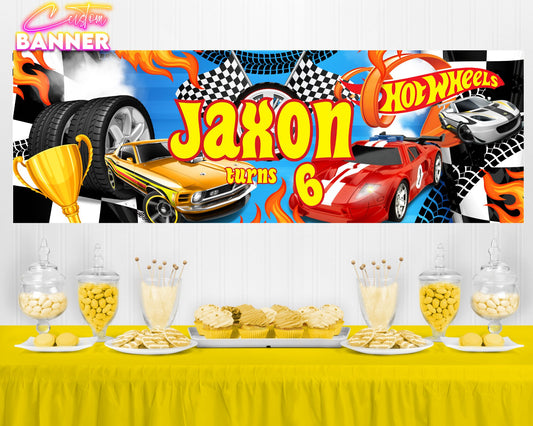 Hot Wheels Party Banner | Hot Wheels Birthday Party | Race Car Birthday Party | Party Banner | Printed & Shipped