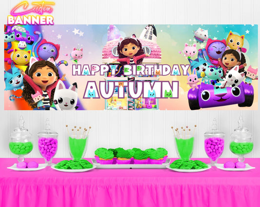 Gabby's Dollhouse Party Banner | Gabby's Dollhouse Birthday Party | Race Car Birthday Party | Party Banner | Printed & Shipped