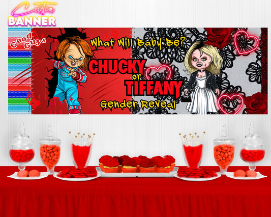 Chucky or Tiffany Gender Reveal Banner | Gender Reveal Banner | Chucky or Tiffany Gender Reveal Party | Gender Reveal Banner | Printed & Shipped